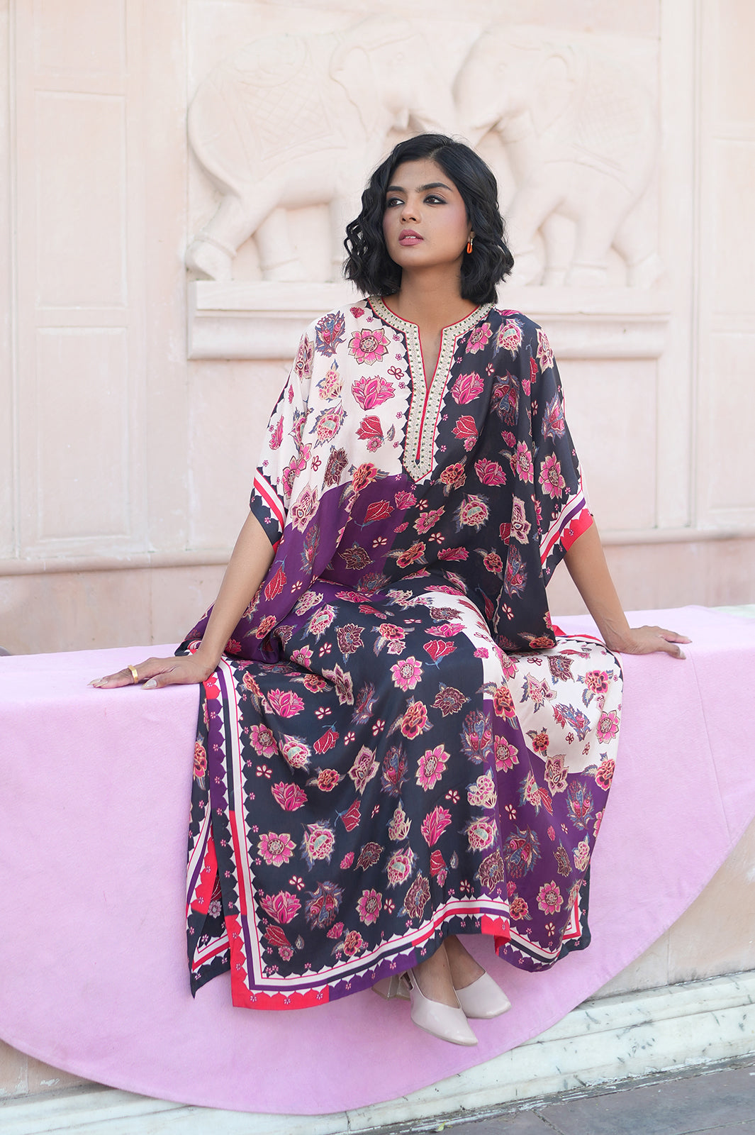 CHARCOAL CHINTZ KAFTAN