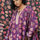 Printed Embroidered Chintz Plum cape