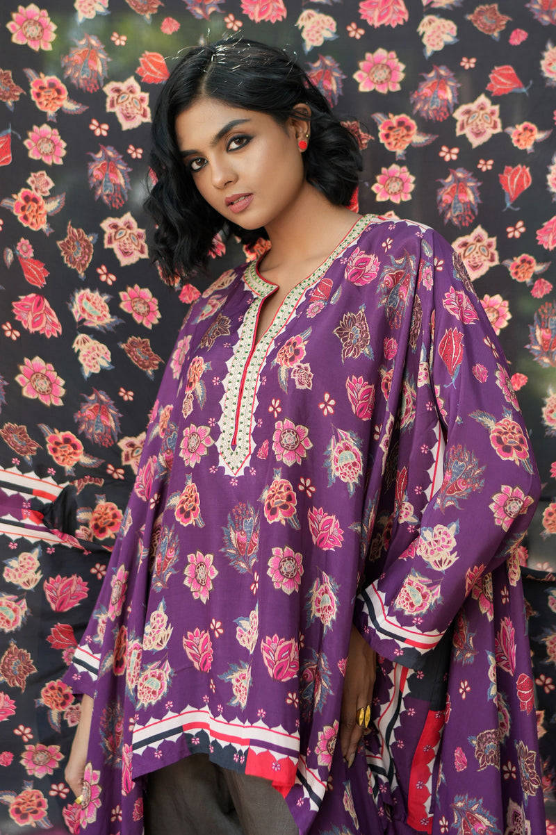 CHARCOAL CHINTZ PLUM RANI CAPE