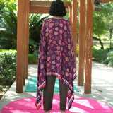 Printed Embroidered Chintz Plum cape
