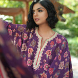 Printed Embroidered Chintz Plum cape