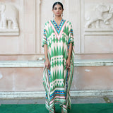 Ivory / Green Printed Kilim Kaftan