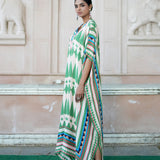 Ivory / Green Printed Kilim Kaftan