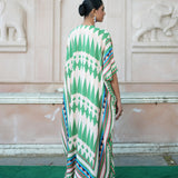 Ivory / Green Printed Kilim Kaftan