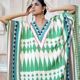 Ivory / Green Printed Kilim Kaftan