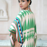 Ivory / Green Printed Kilim Kaftan