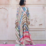 Multicolored Printed Kaftan Kurta Set