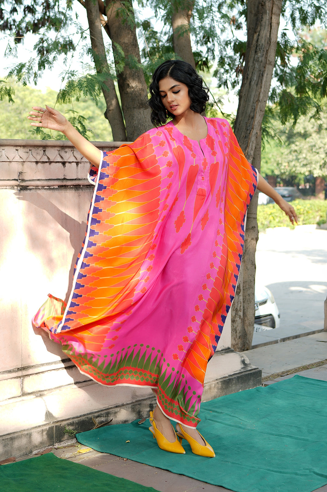 Red/Pink Printed Kilim Kaftan