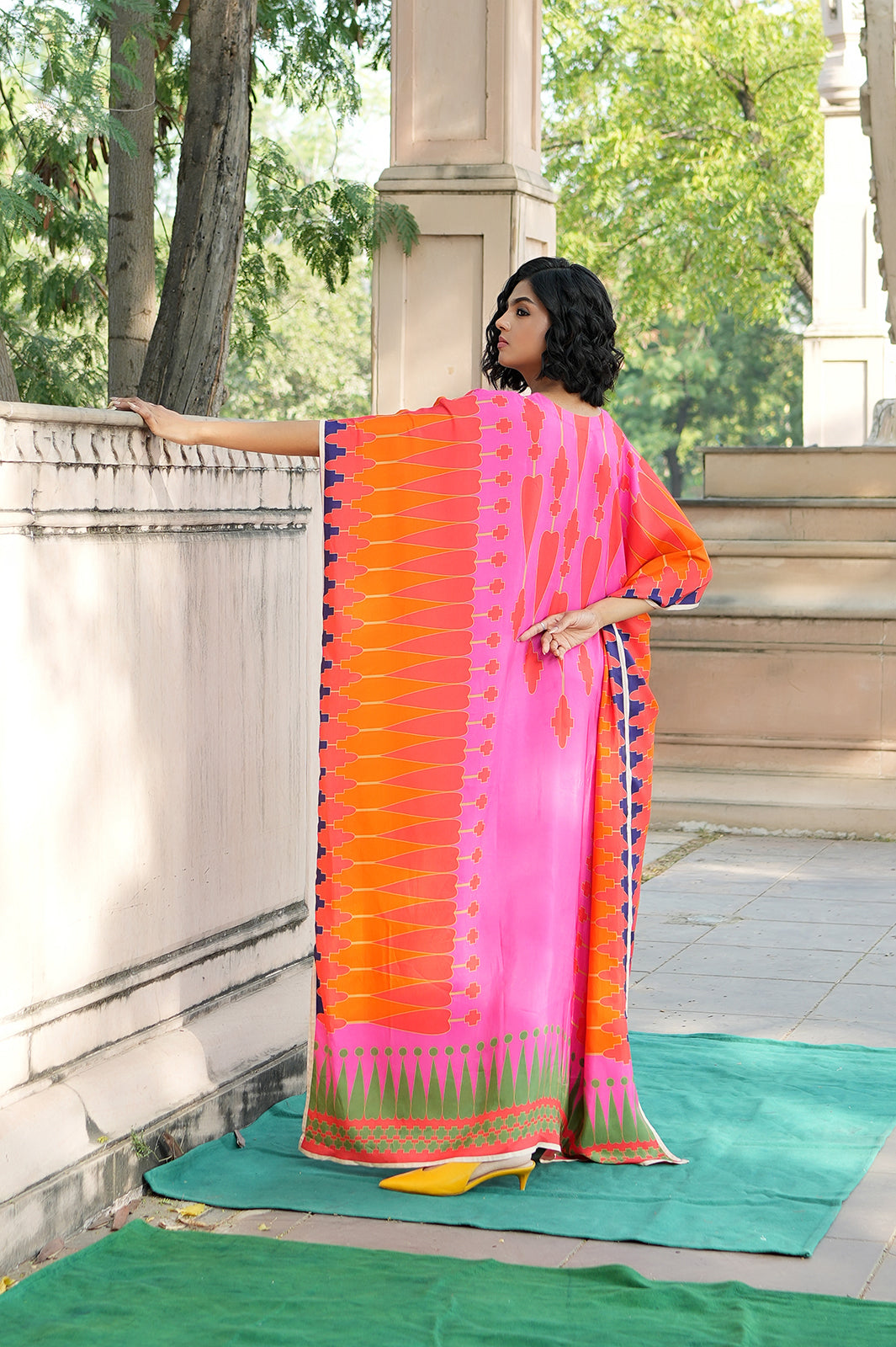 Red/Pink Printed Kilim Kaftan