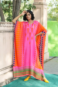 Red/Pink Printed Kilim Kaftan