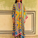 Blue Jhumki Kurta Pant Set With Stole