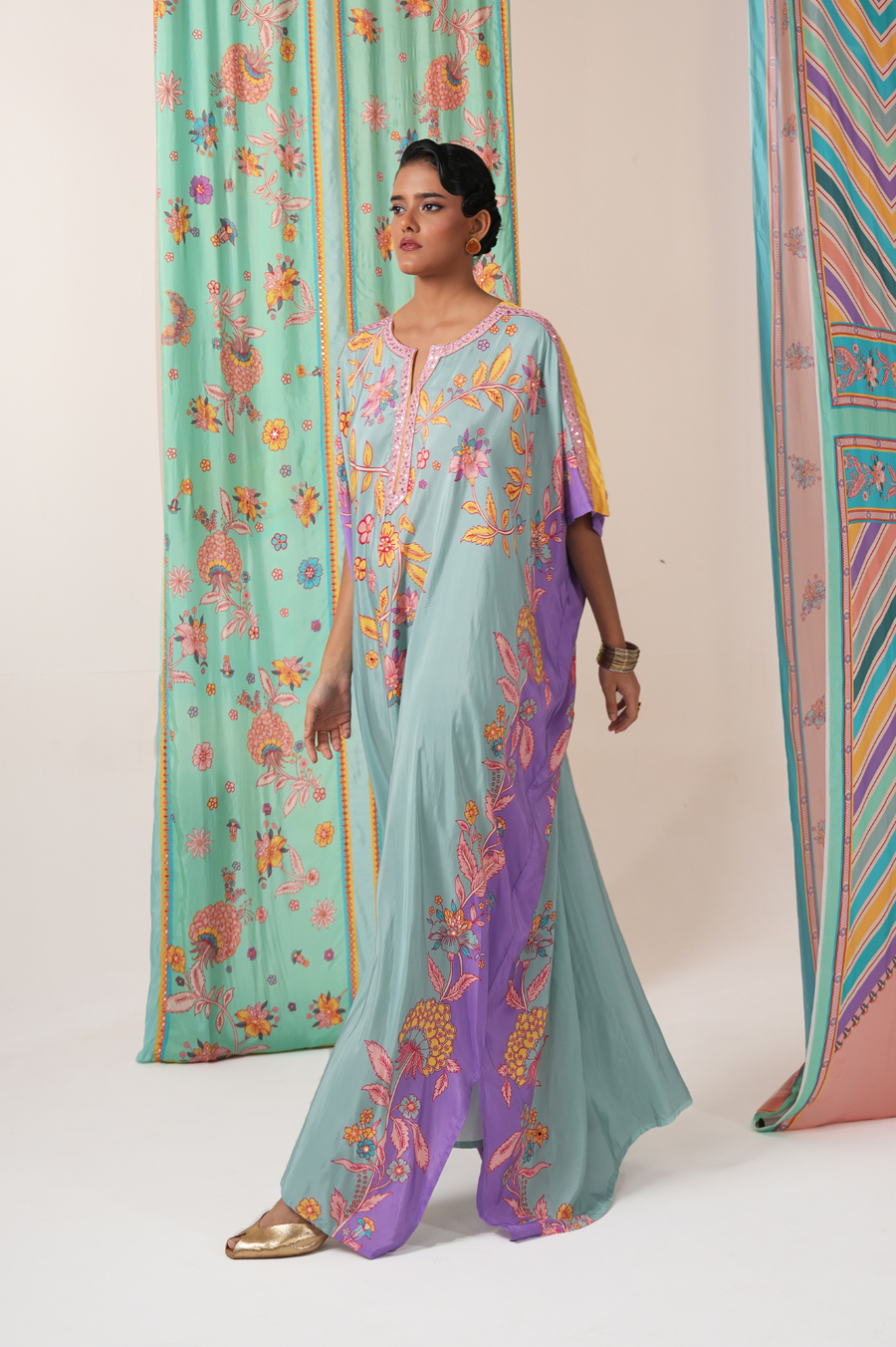 Sage/Purple Butterfly Kaftan