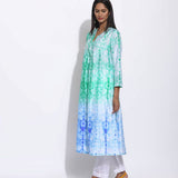 Green Purple Ombre Silk Shibori Kurta