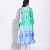Green Purple Ombre Silk Shibori Kurta