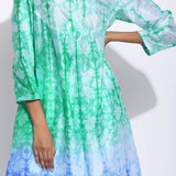 Green Purple Ombre Silk Shibori Kurta