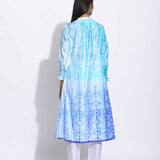 Blue Purple Ombre Silk Shibori Tunic