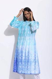 Blue Purple Ombre Silk Shibori Tunic
