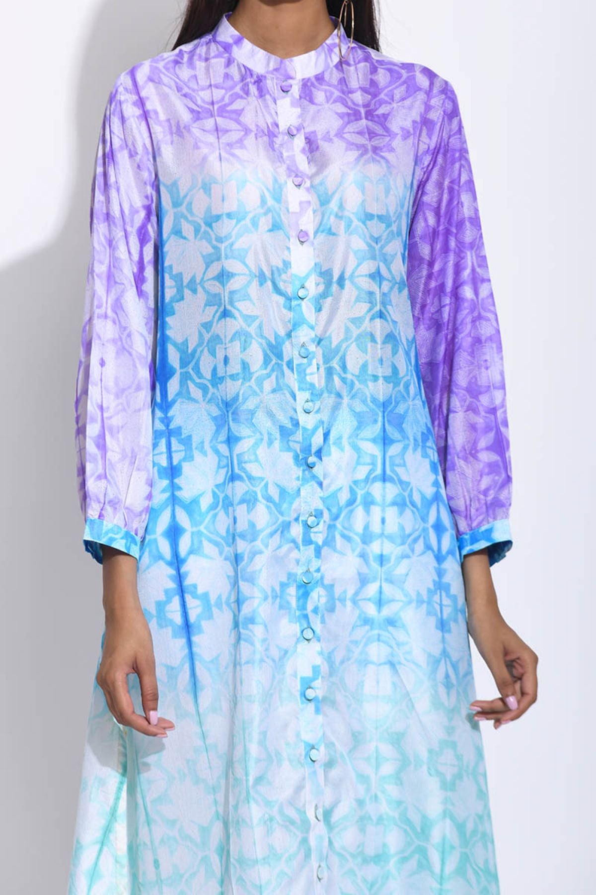 Purple Blue Ombre Silk Shibori Kurta