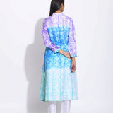 Purple Blue Ombre Silk Shibori Kurta