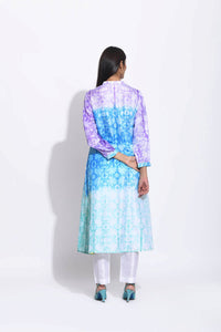 Purple Blue Ombre Silk Shibori Kurta