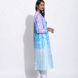 Purple Blue Ombre Silk Shibori Kurta