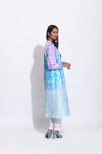 Purple Blue Ombre Silk Shibori Kurta