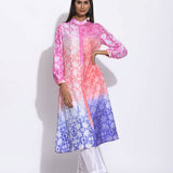 Pink Rust Purple Ombre Silk Shibori Kurta