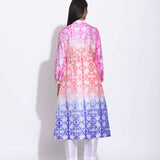 Pink Rust Purple Ombre Silk Shibori Kurta