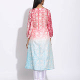 Red Blue Silk Shibori Kurta