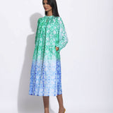 Green Purple Ombre Silk Shibori Tunic