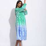 Green Purple Ombre Silk Shibori Tunic