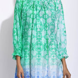 Green Purple Ombre Silk Shibori Tunic