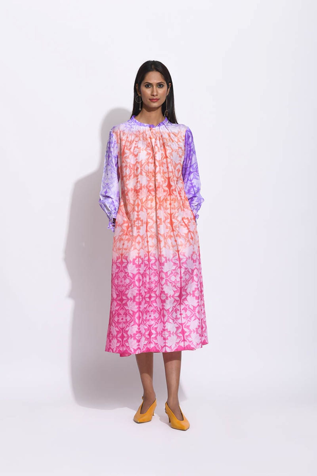 Rust Pink Ombre Silk Shibori Tunic