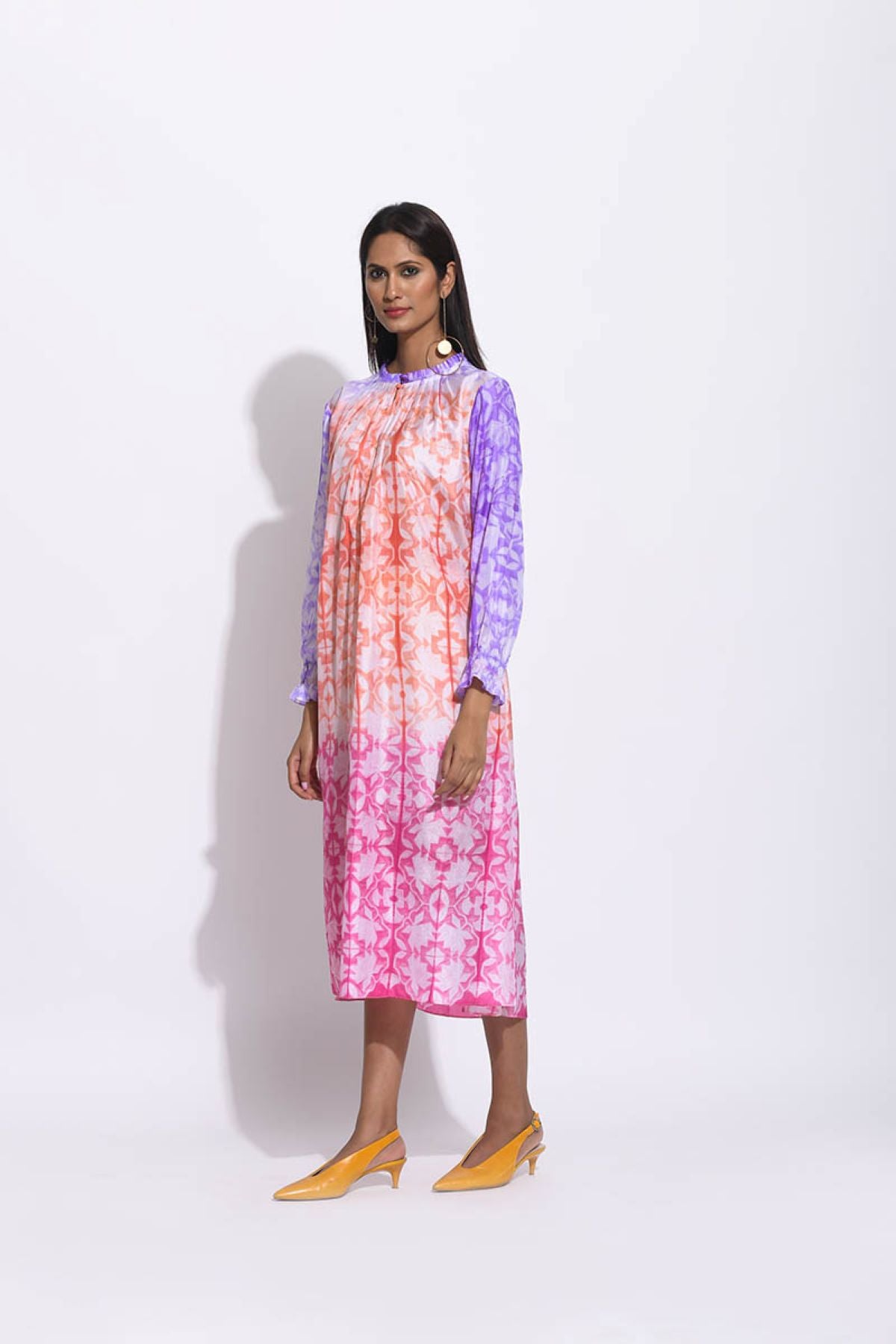 Rust Pink Ombre Silk Shibori Tunic