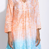 Peach Blue Ombre Silk Shibori Kurta