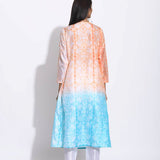 Peach Blue Ombre Silk Shibori Kurta