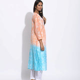 Peach Blue Ombre Silk Shibori Kurta