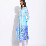 Blue Purple Ombre Silk Shibori Kurta