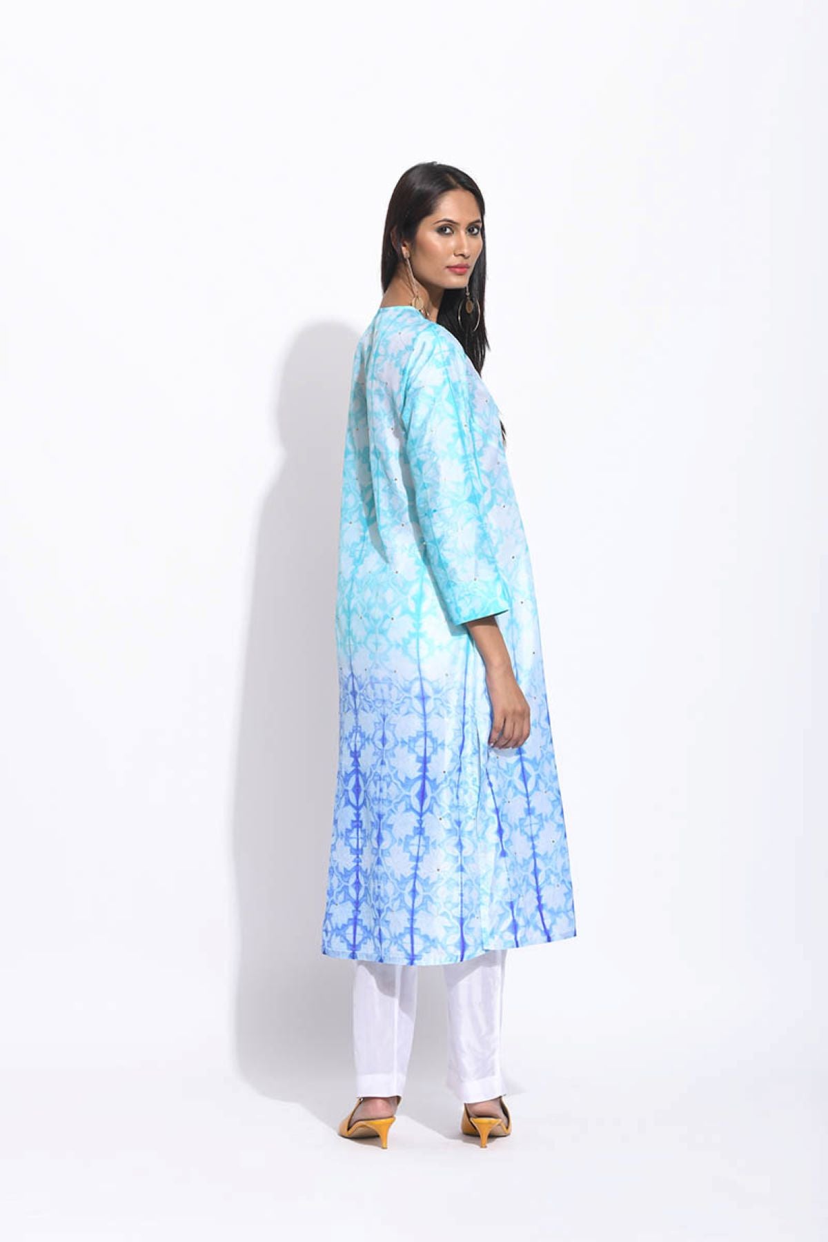 Blue Purple Ombre Silk Shibori Kurta