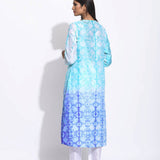 Blue Purple Ombre Silk Shibori Kurta