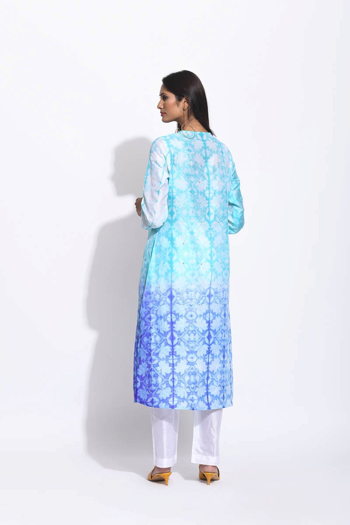 Blue Purple Ombre Silk Shibori Kurta