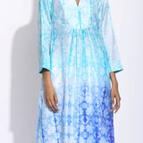 Blue Purple Ombre Silk Shibori Kurta