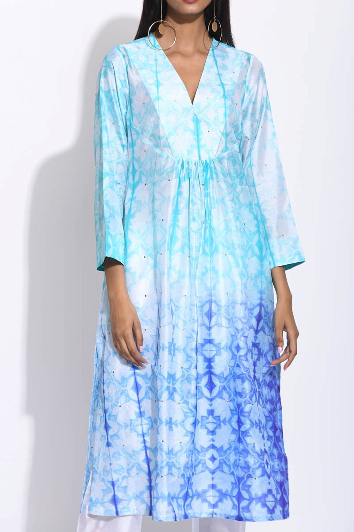 Blue Purple Ombre Silk Shibori Kurta