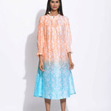 Peach Blue Ombre Silk Shibori Tunic