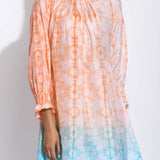 Peach Blue Ombre Silk Shibori Tunic