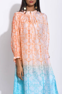 Peach Blue Ombre Silk Shibori Tunic