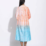 Peach Blue Ombre Silk Shibori Tunic