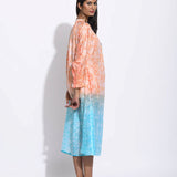 Peach Blue Ombre Silk Shibori Tunic