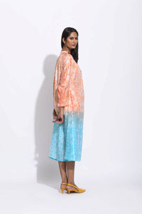 Peach Blue Ombre Silk Shibori Tunic