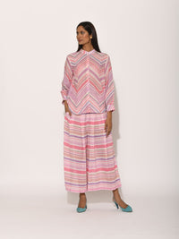 Dots Turquoise Striped Pleated Pants